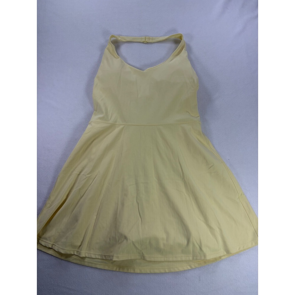 Fabletics Womens Yellow Halter Active Dress Built-in Shorts Pocket Size Small